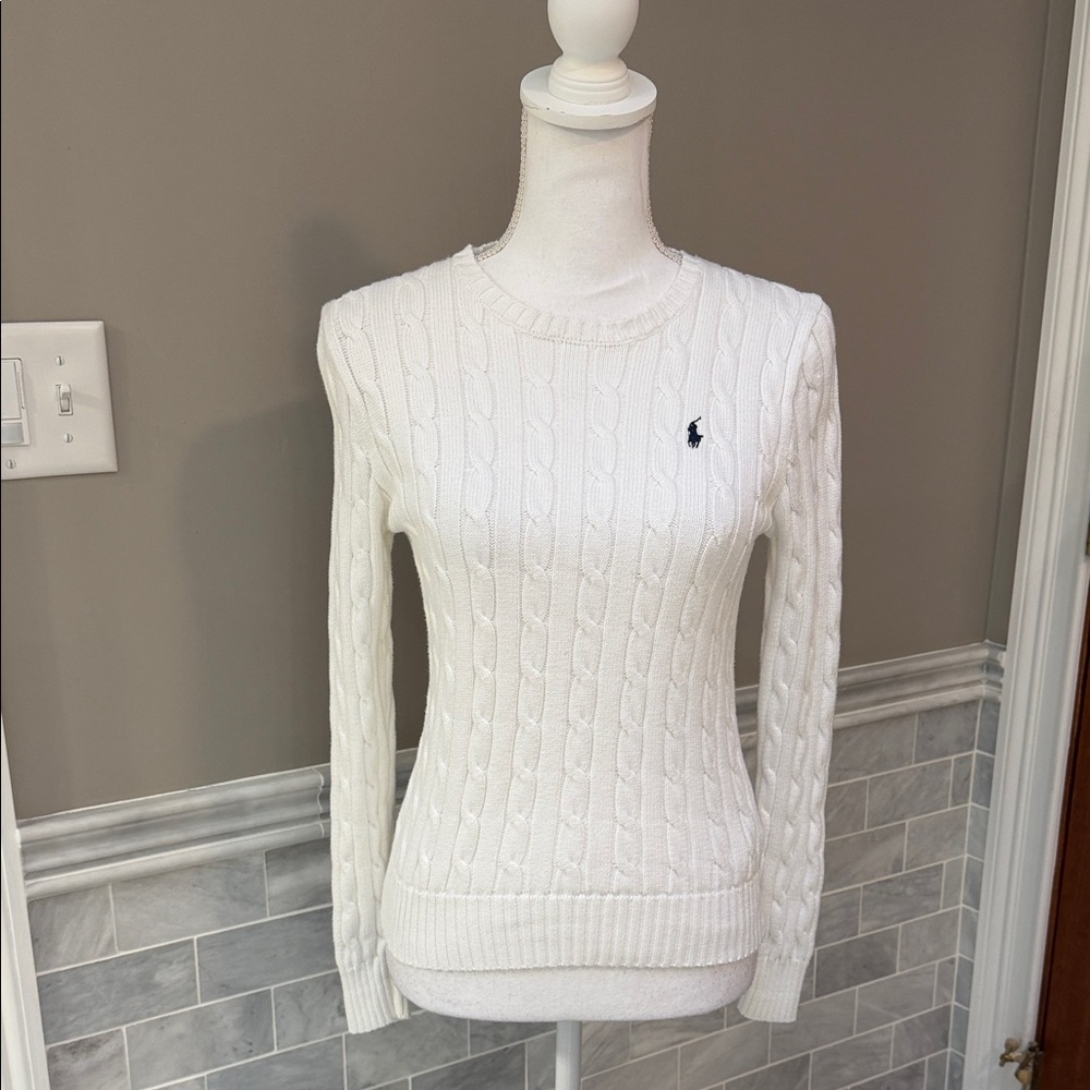 Ralph Lauren White Cable Knit Sweater